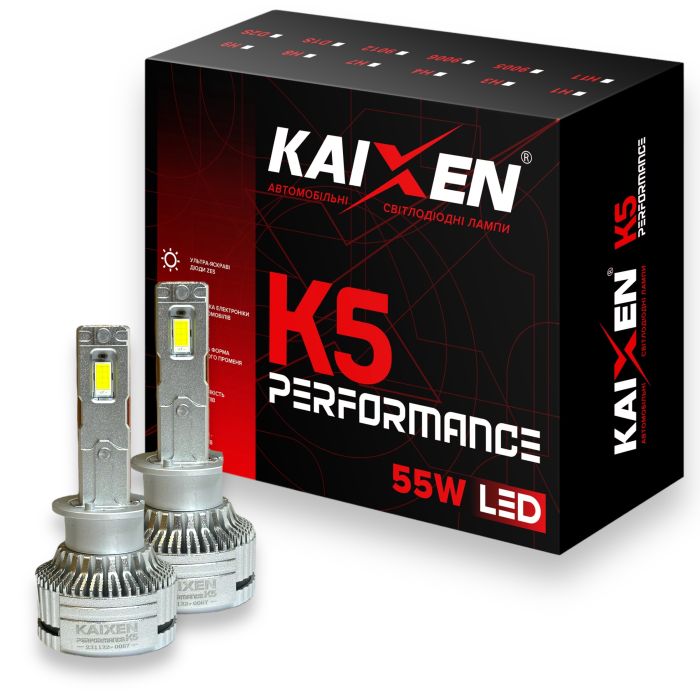 Світлодіодні лампи LED KAIXEN K5 H1 6000K 55W CAN BUS