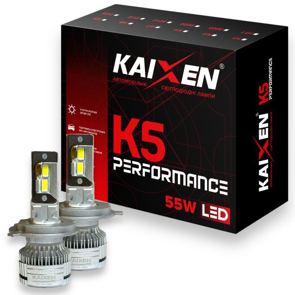 Автомобильные лампы LED H4 6000K 55W CAN BUS KAIXEN K5
