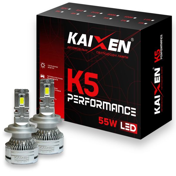 Автомобильные лампы LED H7 6000K 55W CAN BUS KAIXEN K5