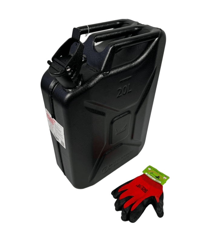 Каністра металева з покриттям RAPTOR для палива 0.84 товщина металу 20л з рукавичками (пара), чорний МАТ, ТМ Poputchik