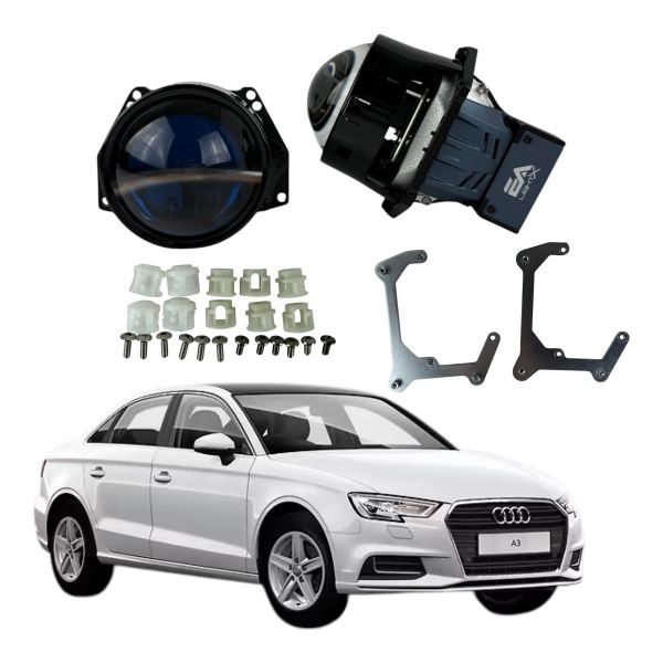 Комплект Bi-LED линз Audi A3 2017-2020 EA Light X 3" X10 82W с переходными рамками (2 шт.)