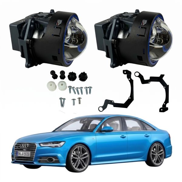 Комплект Bi-LED линз Audi A6 C7 Facelift (LED Type) 2015-2018 EA Light X 3" X13 95W с переходными рамками (2 шт.)