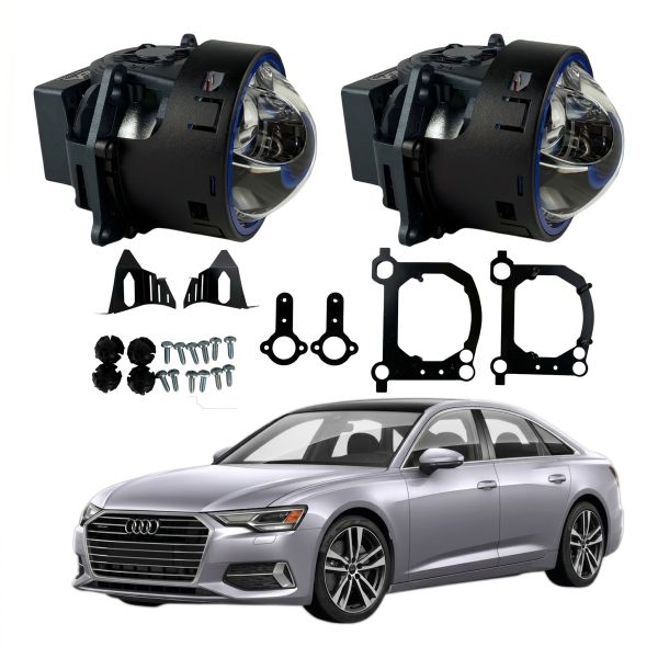 Комплект Bi-LED линз Audi A6 C8 / A6L (LED Type) 2018-2023 EA Light X 3" X13 95W с переходными рамками (2 шт.)