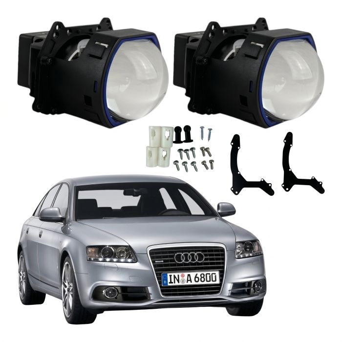 Комплект Bi-LED линз Audi A6L (Xenon) 2009-2012 EA Light  X12 70W с переходными рамками