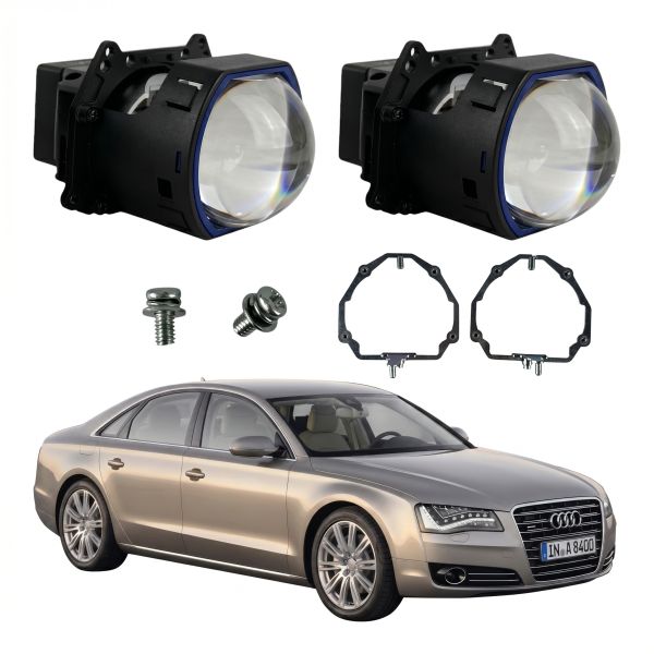 Комплект Bi-LED линз Audi A8 (D4) (AFS) 2010-2014 EA Light X  X12 70W с переходными рамками