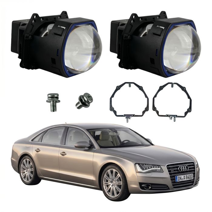 Комплект Bi-LED линз Audi A8 (D4) (AFS) 2010-2014 EA Light X  X12 70W с переходными рамками