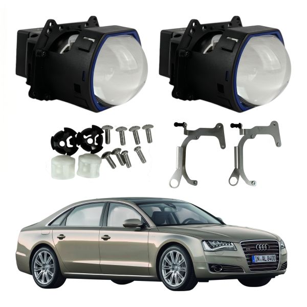 Комплект Bi-LED линз Audi A8L 2011-2013 / A6L 2012-2016 (AFS) EA Light X  X12 70W с переходными рамками