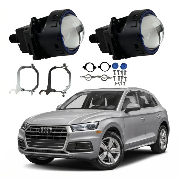 Комплект Bi-LED линз Audi Q5 (FY) (AFS) 2018-2020 EA Light X 3" X11 80W с переходными рамками (2 шт.)