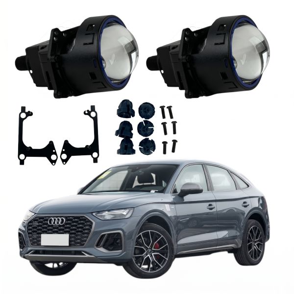 Комплект Bi-LED линз Audi Q5L (Ближний свет / LED Type) 2021-2022 EA Light X 3" X11 80W с переходными рамками (2 шт.)