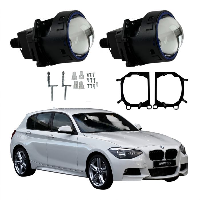 Комплект Bi-LED линз BMW 1 Серии (F20/F21 LCI) (замена штатного LED / LED Type) 2018 EA Light X  X11 80W с переходными рамками