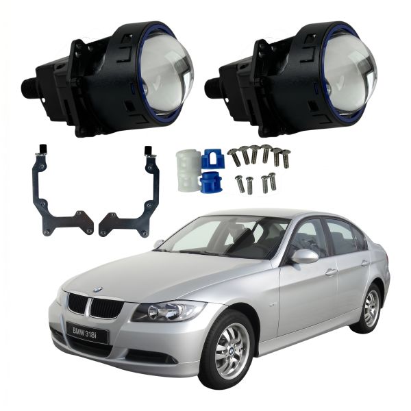 Комплект Bi-LED линз BMW 3 Серии (E90/E92 LCI) 2010-2012 No-AFS EA Light X 3" X11 80W с переходными рамками (2 шт.)
