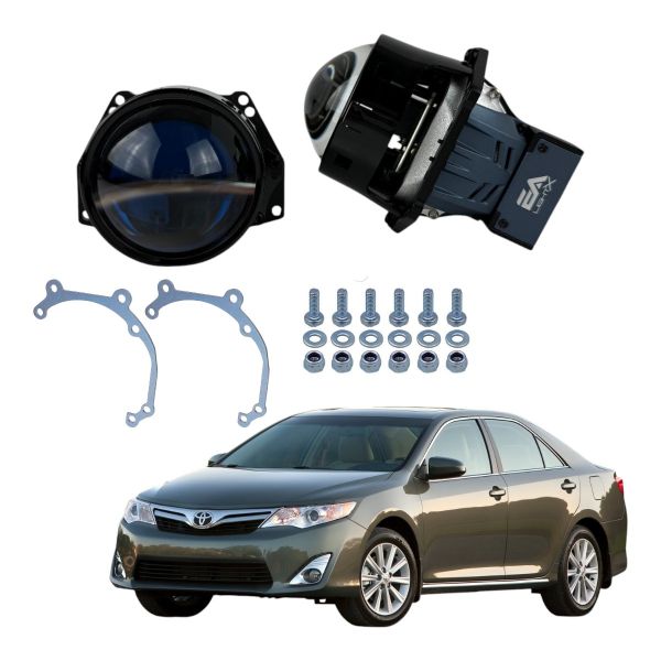 Комплект Bi-LED линз Toyota Camry XV50 2011-2014 EA Light X 3" X10 82W с переходными рамками (2 шт.)