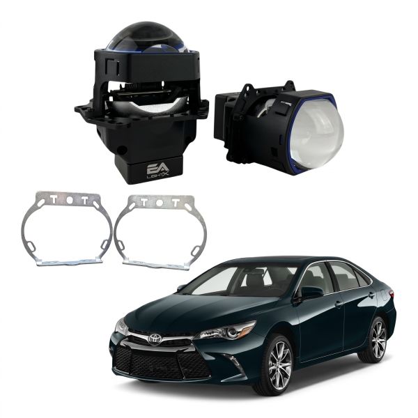 Комплект Bi-LED линз Toyota Camry XV55 2014-2017 EA Light X 3" X12 70W с переходными рамками (2 шт.)