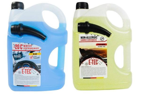 Комплект омивачів для скла зимовий E-TEC -20°C 4л та літній Антимошка E-TEC 4л