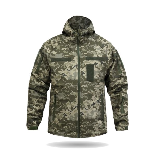 Куртка Windproof Softshell ветрозащитная (пиксель), водостойкая, флис 320 г/м²