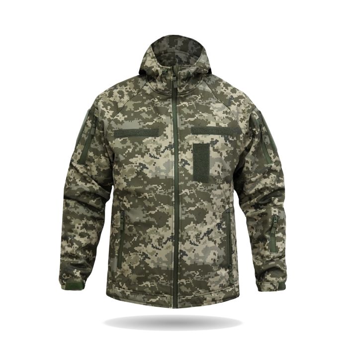 Куртка Windproof Softshell ветрозащитная (пиксель), водостойкая, флис 320 г/м²