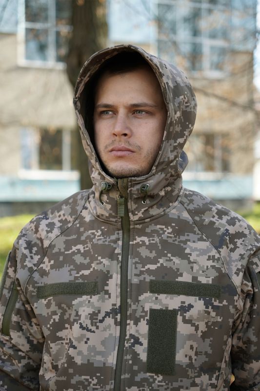 Куртка Windproof Softshell ветрозащитная (пиксель), водостойкая, флис 320 г/м²