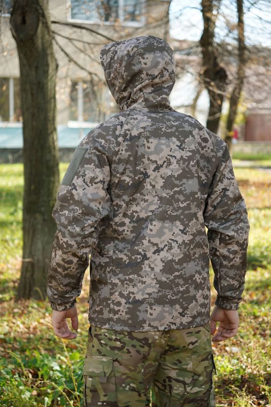 Куртка Windproof Softshell ветрозащитная (пиксель), водостойкая, флис 320 г/м²