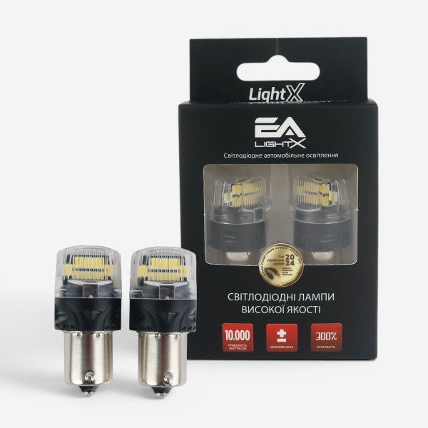 Светодиодные LED лампы 1156 (P21W) EA Light X 16SMD 360° белые автомобильные в ДХО, повороты, габариты (комплект 2 шт.)