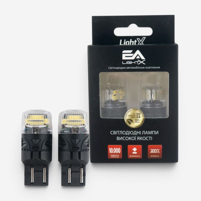 Светодиодные LED лампы T20 7443 (W21/5W) EA Light X 16SMD 360° белые двухконтактные безцокольные