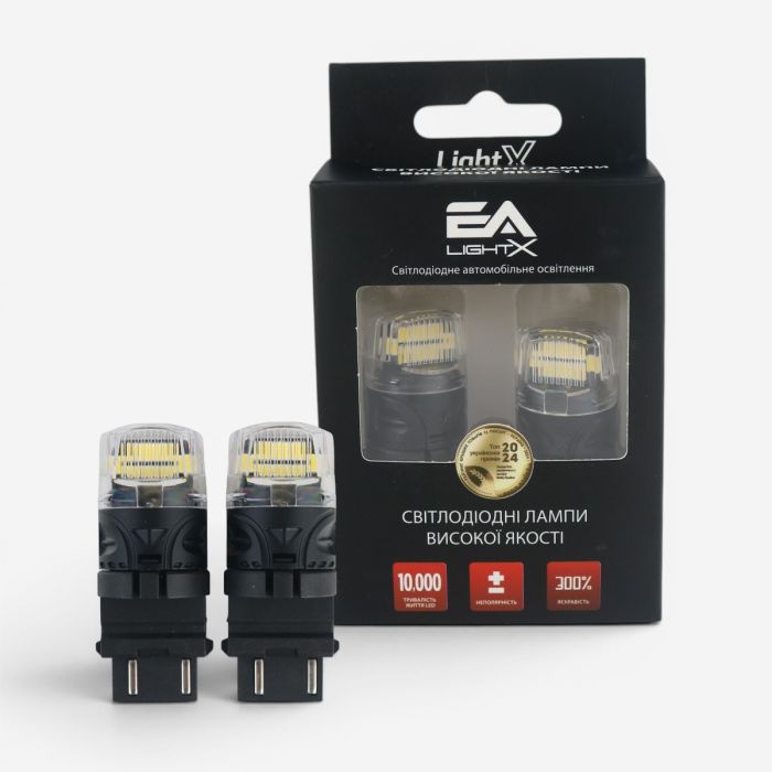Светодиодные LED лампы 3157 (P27/7W) EA Light X 16SMD 360° белые двухконтактные безцокольные для авто