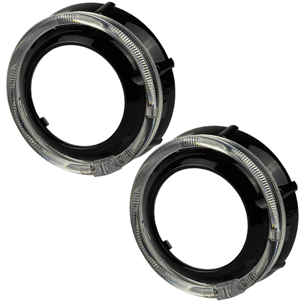 Маска декоративна для автомобільних фар DriveX MS A-105 3.0" Black White+Yellow з вбудованою підсвіткою