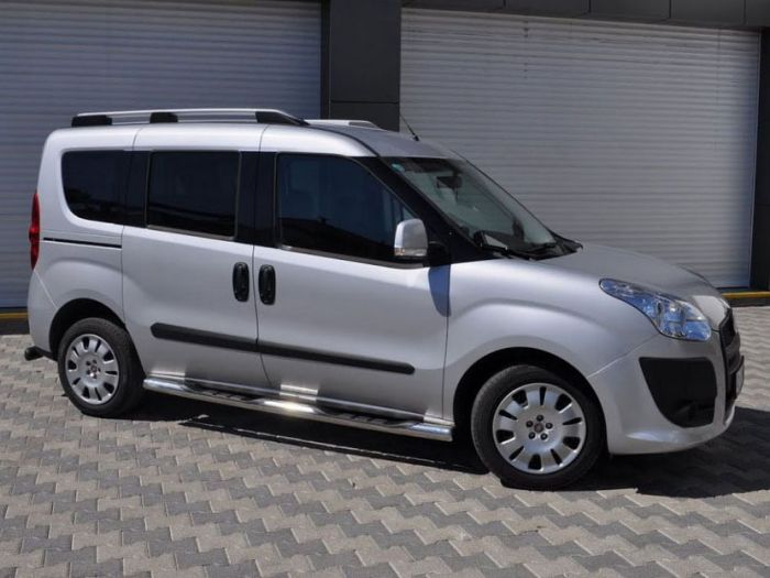 Боковые трубы (2 шт., нержавейка) 60мм, Стандартная база для Fiat Doblo II 2010-2022 гг