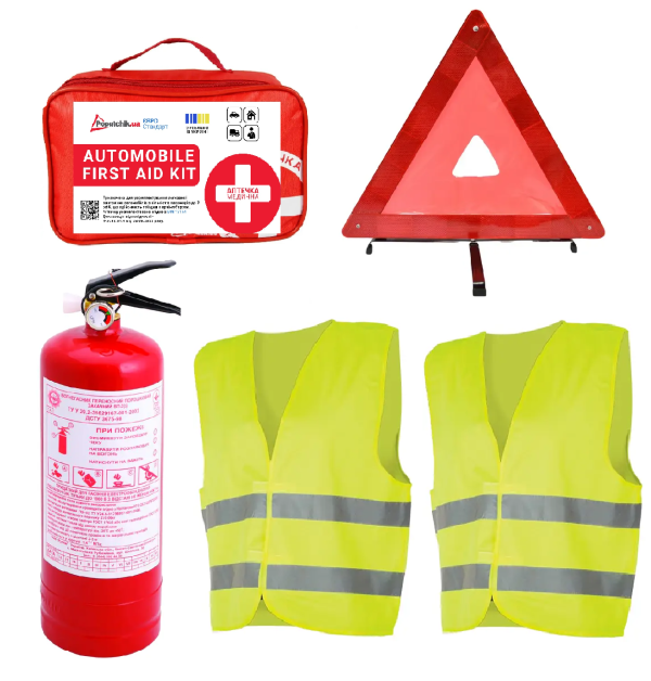 Набір автомобіліста "ЄВРО" (ВП-2 + Аптечка + Знак + Жилет - 2 шт) (33-034-IS)