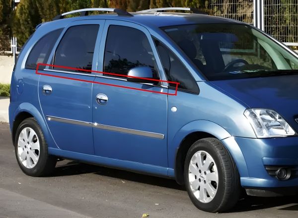 Наружные молдинги окон нержавейка (4 шт) для Opel Meriva 2002-2010 гг