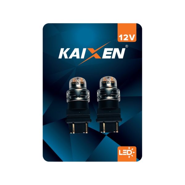 Лампочки KAIXEN P27W/7W LED красный 6*3030SMD CANBus - 2шт