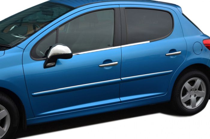 Наружные молдинги окон нержавейка (4 шт) для Peugeot 207 2006-2014 гг