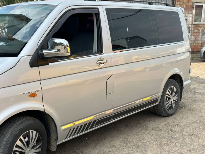 Накладки на дверные ручки из нержавеющей стали 4 штуки, OmsaLine - Итальянская Нержавейка для Volkswagen T5 Transporter 2003-2010 гг