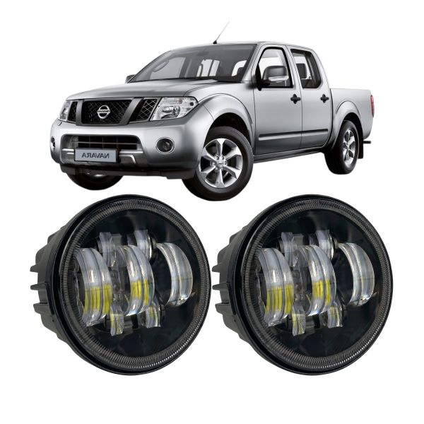 Противотуманные LED фары Nissan Navara D40 2005-2015 90мм 70W 12-24V белый свет СТГ JR-W-17 / Ниссан Навара