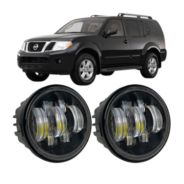 Противотуманные LED фары Nissan Pathfinder R51 2005-2014 90мм 70W 12-24V белый свет СТГ JR-W-17 / Ниссан Патфайндер