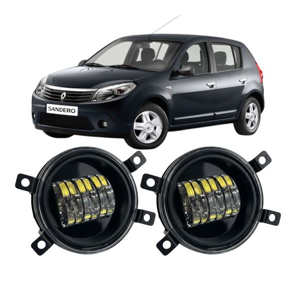 Противотуманные LED фары Renault Sandero 2008-2014 90мм 30W белый свет СТГ JR-W-6 / Рено Сандеро
