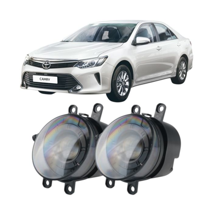 Противотуманные LED фары Toyota Camry 55 2014-2017 рестайлинг JR-W-13 Линза 50W с СТГ / Тойота Кемри 55