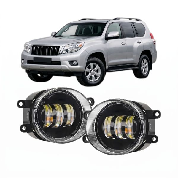 Противотуманные LED фары Toyota Land Cruiser Prado 150 2009-2013 JR-W-13 50W 3 линзы с СТГ / Тойота Прадо 150