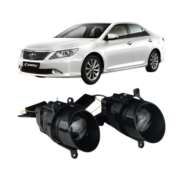 Противотуманные LED линзы Toyota Camry XV50 / XV55 2011-2018 А1 90W с СТГ бело-желтые / противотуманные фары Тойота Кэмри