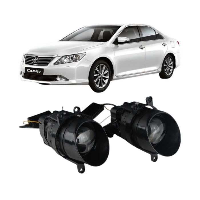 Противотуманные LED линзы Toyota Camry XV50 / XV55 2011-2018 А1 90W с СТГ бело-желтые / противотуманные фары Тойота Кэмри