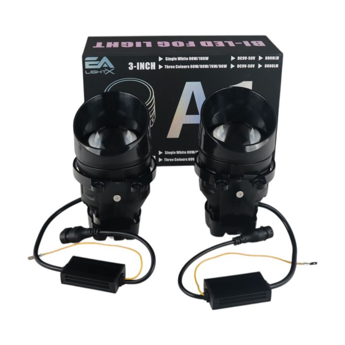 Противотуманные LED линзы Toyota Camry XV70 2017-2024 А1 90W с СТГ бело-желтые / противотуманные фары Тойота Кэмри