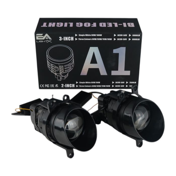 Противотуманные LED линзы Toyota Camry XV70 2017-2024 А1 90W с СТГ бело-желтые / противотуманные фары Тойота Кэмри
