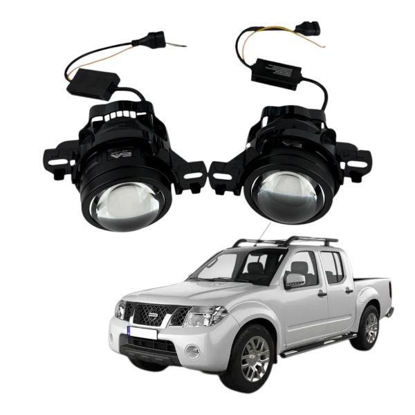ПТФ LED линзы Nissan Navara D40 2005-2015 противотуманные фары 90W бело-желтые СТГ A1