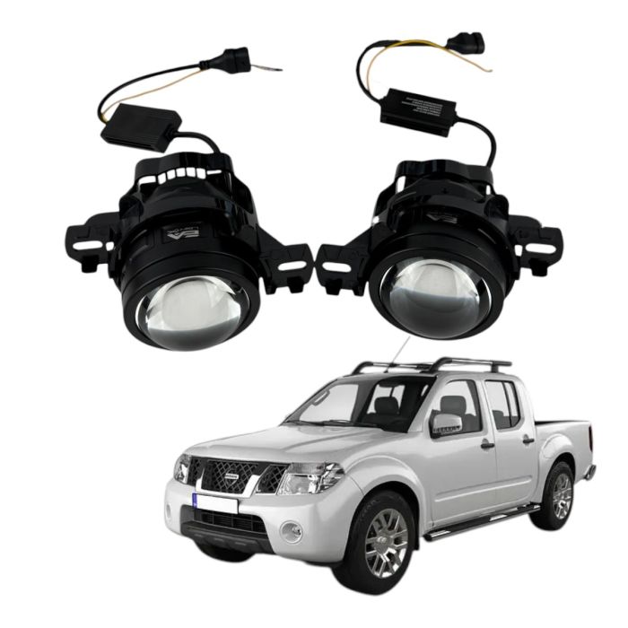 ПТФ LED линзы Nissan Navara D40 2005-2015 противотуманные фары 90W бело-желтые СТГ A1