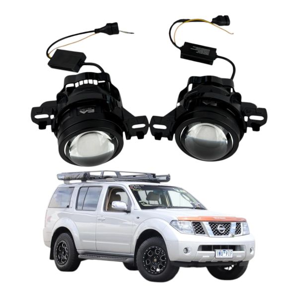 ПТФ LED линзы Nissan Pathfinder R51 2005-2014 противотуманные фары 90W бело-желтые СТГ A1