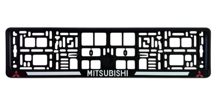 Рамка номерного знаку Poputchik пластик з літерами Mitsubishi (1шт)