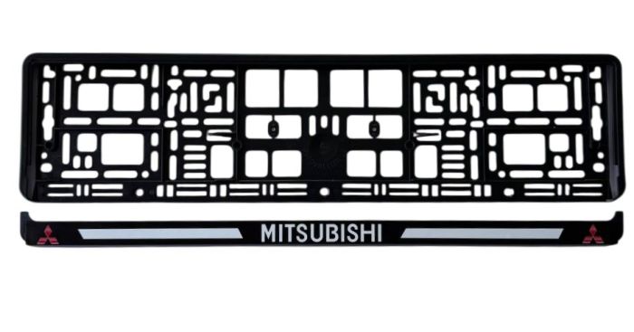 Рамка номерного знаку Poputchik пластик з літерами Mitsubishi (1шт)
