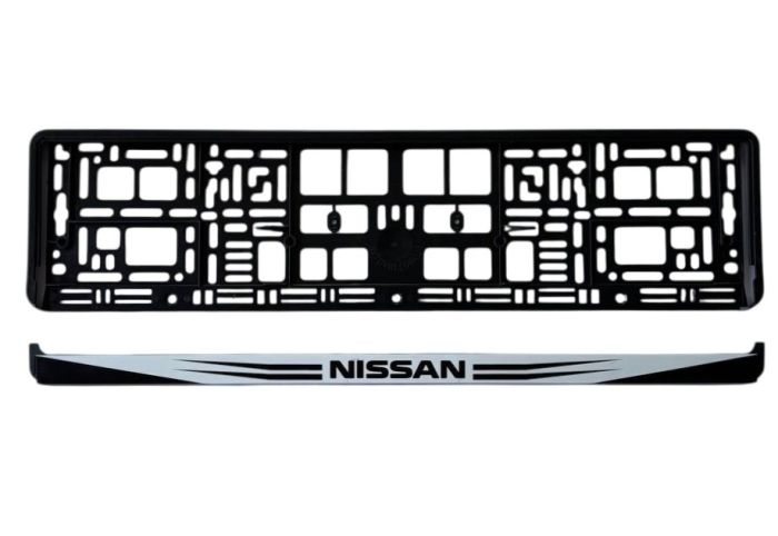 Рамка номерного знаку Poputchik пластик з літерами Nissan (1шт)