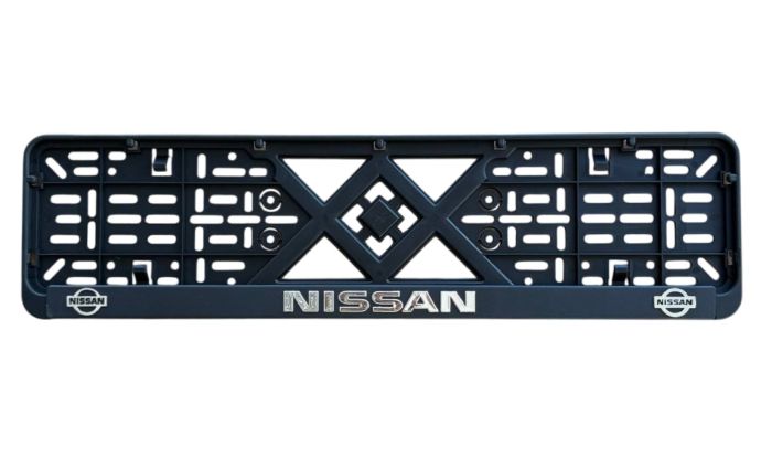 Рамка номерного знаку пластик з об'ємними літерами NISSAN 52х13,5х2 см (2шт)