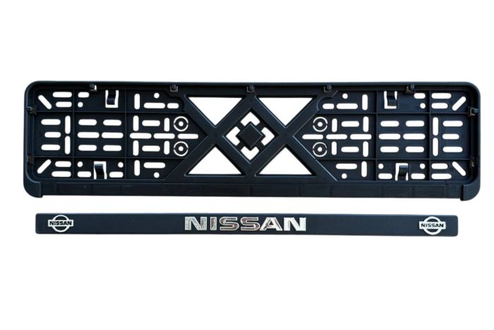 Рамка номерного знаку пластик з об'ємними літерами NISSAN 52х13,5х2 см (2шт)