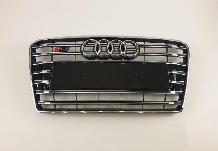 Решетка радиатора Ауди A7 G4 стиль S7, хром рамка + хром вставки (10-14 г.в.)